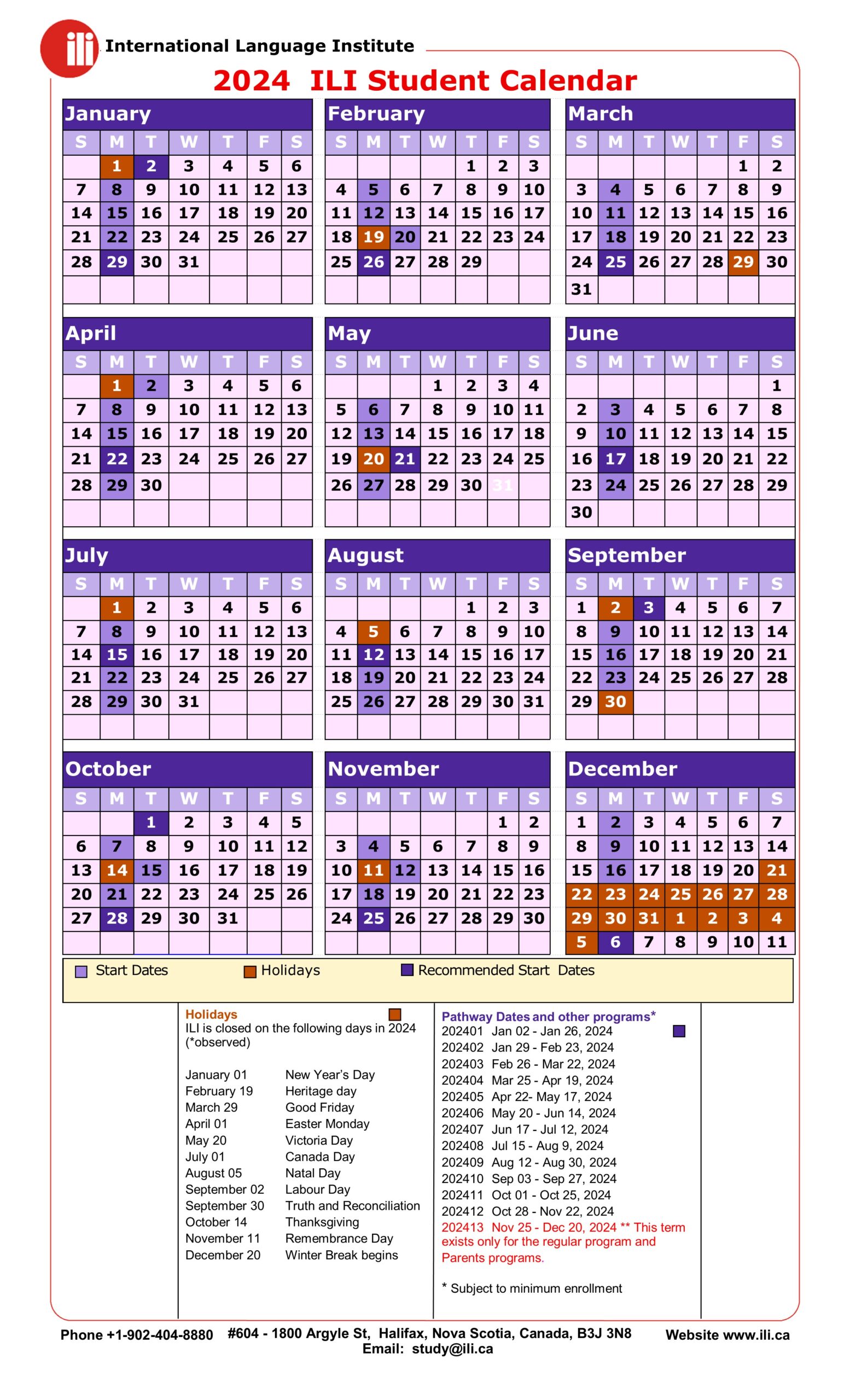 calendar 2024-ILI